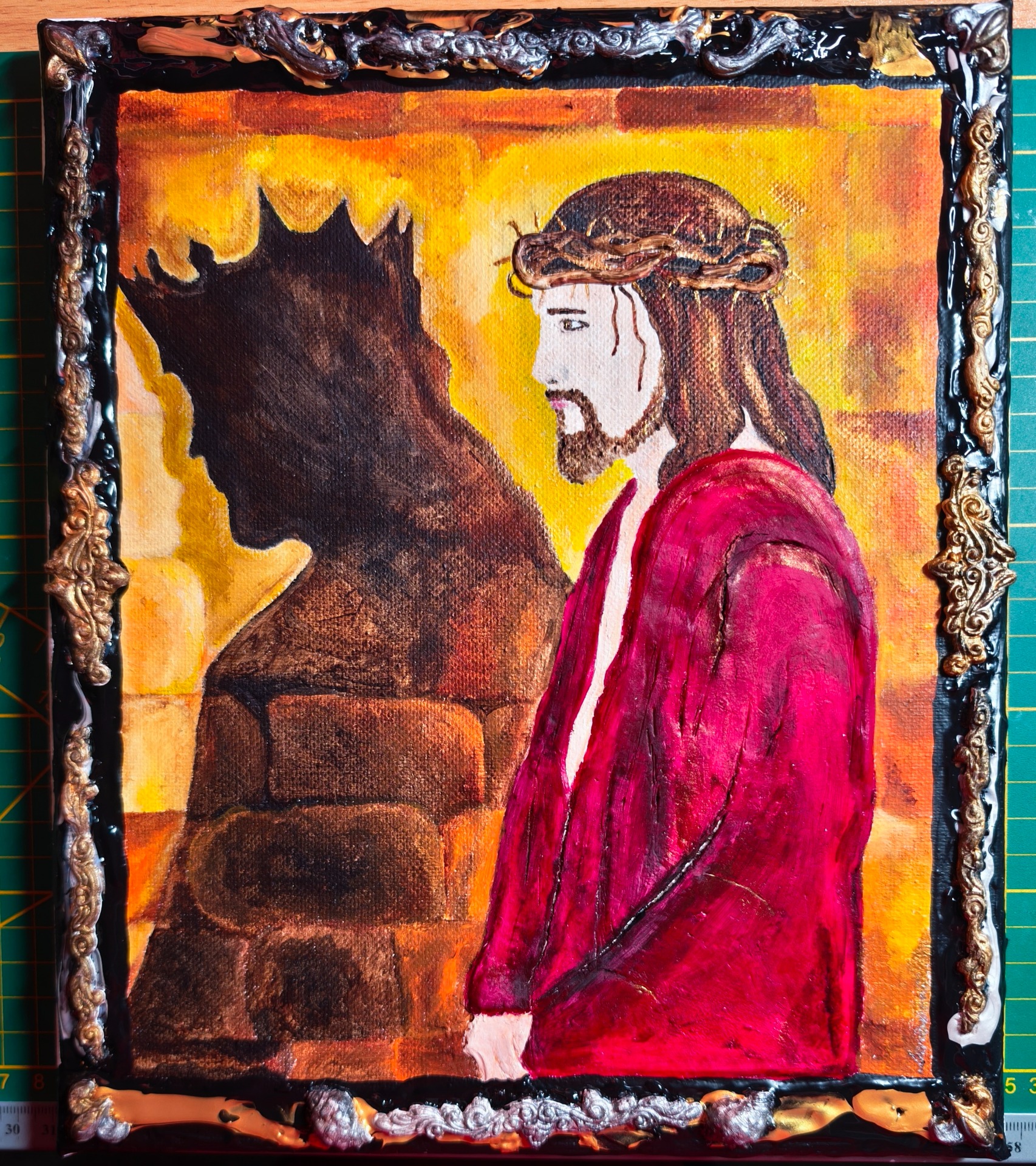 Když emoce dostanou tvar. Malba akrylem, která vystupuje z plátna, aby ji mohli vidět i ti, kteří se dívají rukama. Je to moje osobní meditace bez použití vody, plná hmatatelných detailů a textur. (25 x 30 cm)